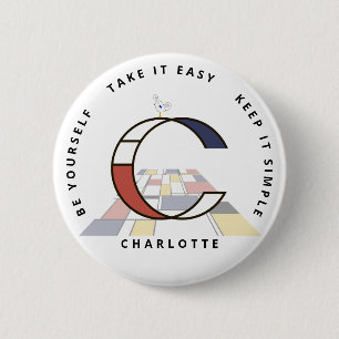 С het fascineren van neoplasticisme Art Monogram. Ronde Button 5,7 Cm