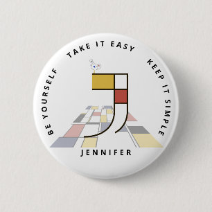 С het fascineren van neoplasticisme Art Monogram. Ronde Button 5,7 Cm