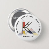 С het fascineren van neoplasticisme Art Monogram.  Ronde Button 5,7 Cm (Voorkant /achterkant)