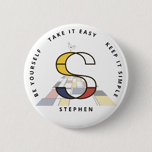 С het fascineren van neoplasticisme Art Monogram.  Ronde Button 5,7 Cm