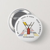 С het fascineren van neoplasticisme Art Monogram. Ronde Button 5,7 Cm (Voorkant /achterkant)