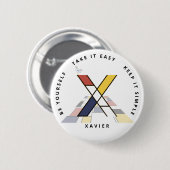 С het fascineren van neoplasticisme Art Monogram. Ronde Button 5,7 Cm (Voorkant /achterkant)