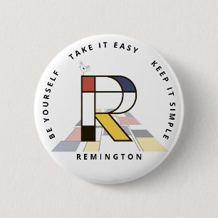 С het fascineren van neoplasticisme Art Monogram. Ronde Button 5,7 Cm
