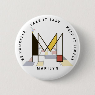 С het fascineren van neoplasticisme Art Monogram. Ronde Button 5,7 Cm