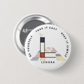 С het fascineren van neoplasticisme Art Monogram. Ronde Button 5,7 Cm (Voorkant /achterkant)