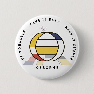 С het fascineren van neoplasticisme Art Monogram.  Ronde Button 5,7 Cm