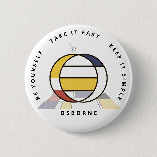 С het fascineren van neoplasticisme Art Monogram. Ronde Button 5,7 Cm (Voorkant)