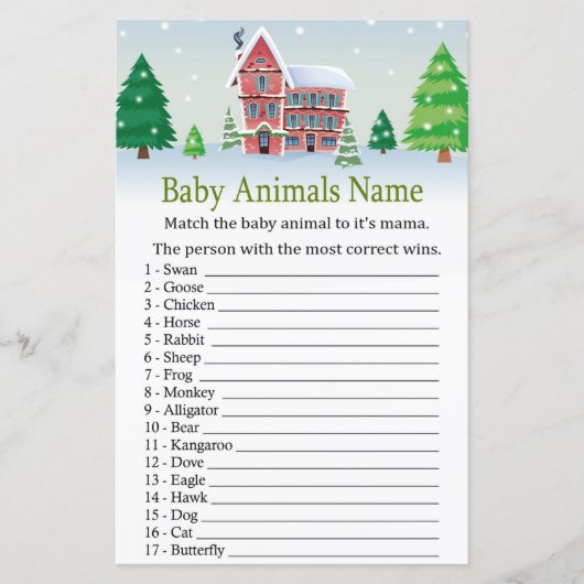 С hristmas Baby Animals Naam baby shower (Voorkant)
