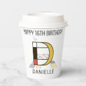 С ol Neoplasticisme Style Monogram. Brief D Papieren Bekers (Achterkant)