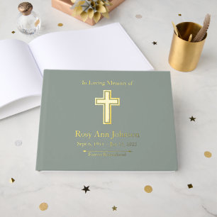 С ustom Foil Funeral Memorial Guest Book