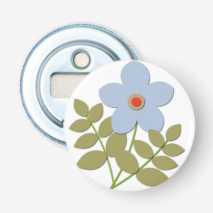 СLeuke eenvoudige blauwe bloem Button Flesopener