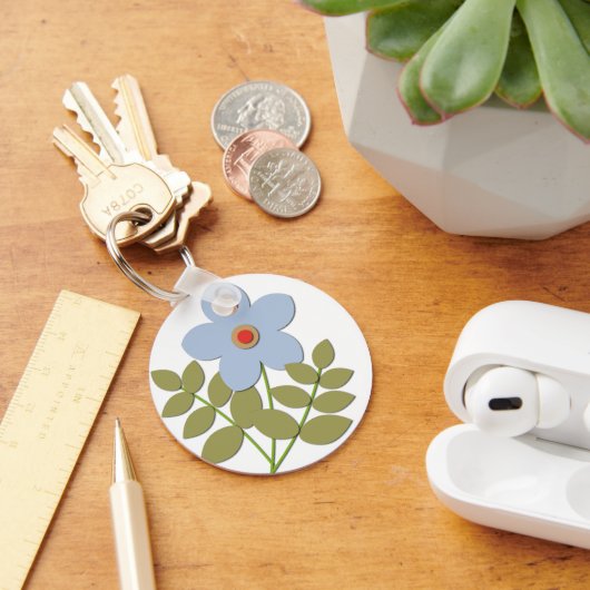 СLeuke eenvoudige blauwe bloem Sleutelhanger (Bureau)