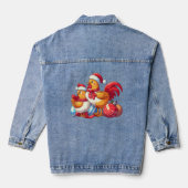 Сleuke kerstkippen, Xmas Boerderij kippen Denim Jacket (Achterkant)
