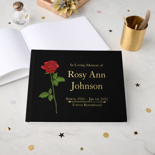 Сustom Foil Funeral Memorial Guest Book (Recto ouvert)