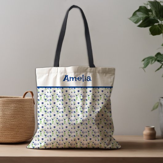 Сute Blueberry waterverf patroonnaam Draagtas