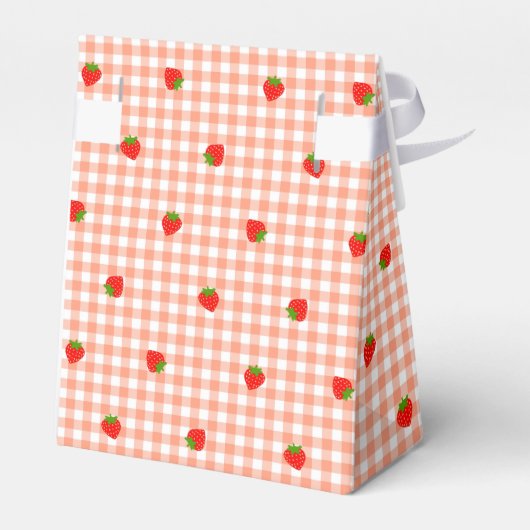 いちご＆ギンガムチェック（サーモンピンク）   フェイバーボックス BEDANKDOOSJES (Achterkant)