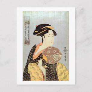 う ち つ 女, , met de Ronde Fans, Utamaro Briefkaart