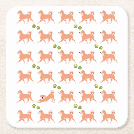 かわいいしばいぬがいっぱい VIERKANTE KARTONNEN ONDERZETTER (Voorkant)