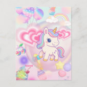 かわいいピンクのゆるふわユニコーン♡ BRIEFKAART (Voorkant)