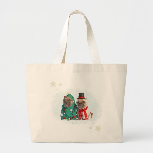 かわいいフレンチブルドッグのメリークリスマス♡ GROTE TOTE BAG (Voorkant)