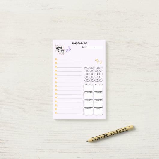 かわいい手書き犬「けせらせら犬」週間todoリスト☆ post-it® notes (Op bureau)