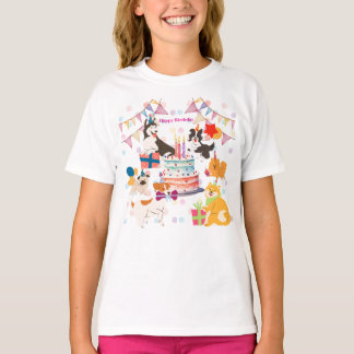 かわいい犬がいっぱい♡ピンクのバースデーパーティー T-SHIRT