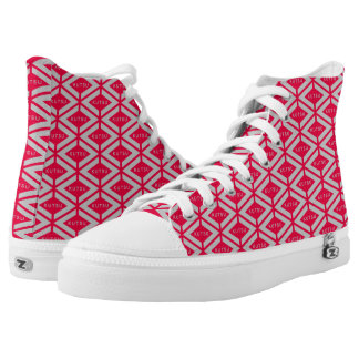 くつFULL赤グレー HIGH TOP SCHOENEN