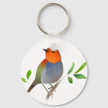 こまどりのイラストキーホルダー