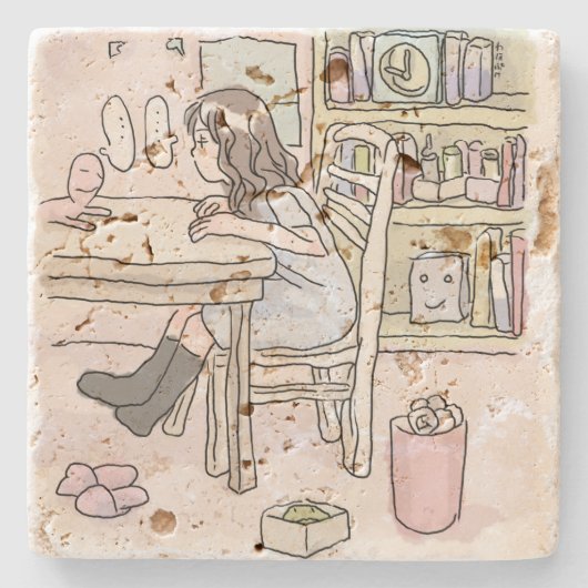 さいくさじ 机に向かう STENEN ONDERZETTER (Voorkant)