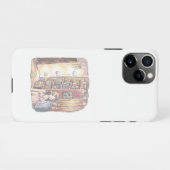さなくむじ 薄暗いお部屋で本棚のそばに浮いているぼんやり光る物体と女性のイラスト iPhone HOESJE (Achterkant horizontaal)