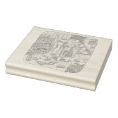 さなささじ  部屋の階段わきで屈んでたくさん落ちているゴミを拾う女性のイラスト 	RUBBERSTEMPEL (Stempel)