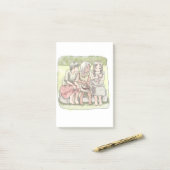 さなにやじ 野外で、椅子に座って仲良くしている三人の裸足の女の子のイラスト POST-IT® NOTES (Op bureau)