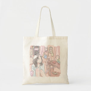 さ にい steken , じい赤888888889889お部屋 opさnogで座り込んでぼんやりす tote bag