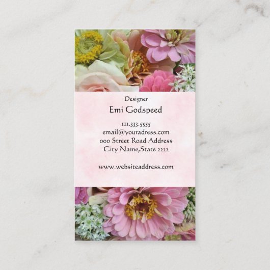 たくさんの花のオシャレな名刺 VISITEKAARTJE (Achterkant)