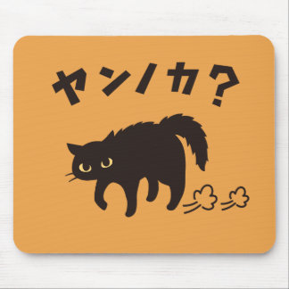 やんのかポーズの黒猫 / Funny Black Cat Crab Walk Muismat