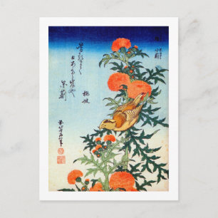 ア ザ 小 鳥, 北 Bird en Thistle, Hokusai, Ukiyo-e Briefkaart