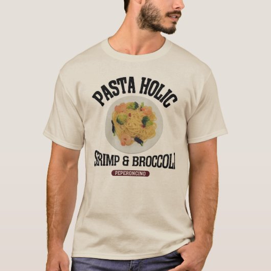 エビとブロッコリーのペペロンチーノ（ビンテージ風） T-SHIRT (Voorkant)