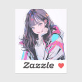 オシャレなJKシール|寿司娘 Seal  Sticker GenerativeAI (Feuille)