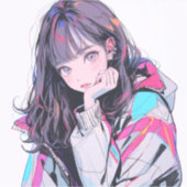 オシャレなJKシール|寿司娘 Seal  Sticker GenerativeAI (Recto)