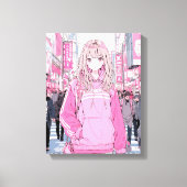 オシャレなPinkアートパネル|寿司娘 GenerativeAI Canvas Afdruk (Voorkant)