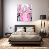 オシャレなPinkアートパネル|寿司娘 GenerativeAI Canvas Afdruk