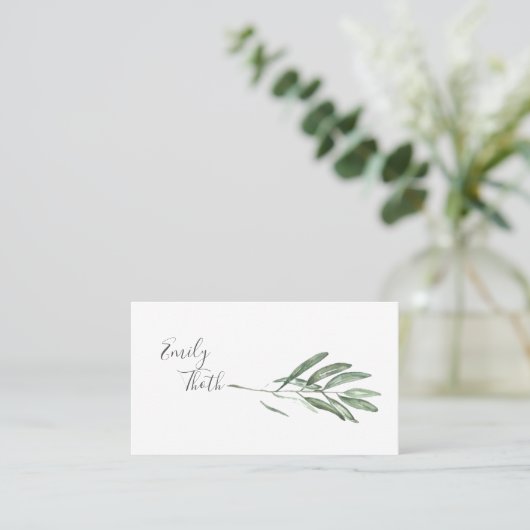 オリーブの葉のシンプルな VISITEKAARTJE (Staand voorkant)