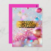 カラフルかわいいY2Kハッピーバースデー♡ BRIEFKAART (Voorkant / Achterkant)