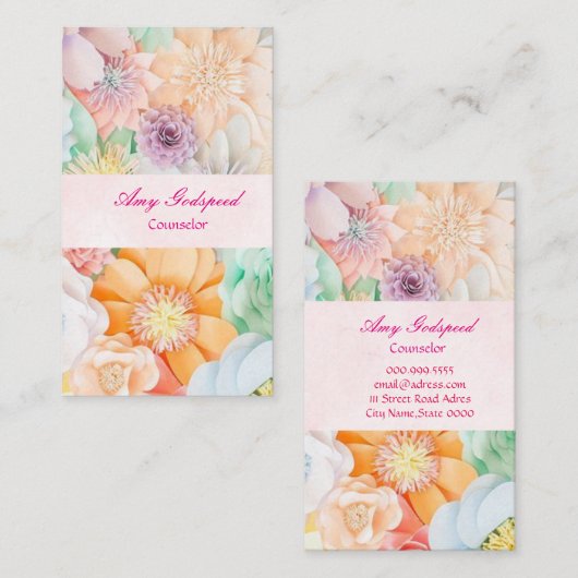 カラフルなお花の名刺 VISITEKAARTJE (Voorkant / Achterkant)