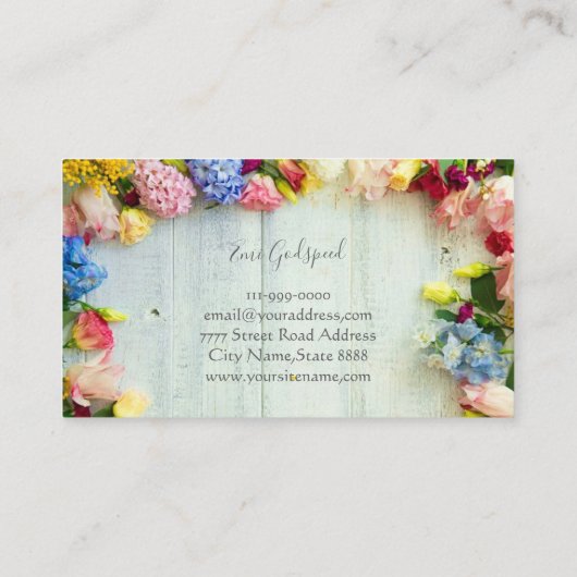 カラフルな花の明るくてカワイイデザイン VISITEKAARTJE (Achterkant)