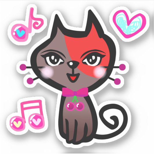 キュートな赤茶ねこ Cute red brown cat. シール Sticker (Voorkant)