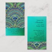 キレイな青と緑 孔雀デザイン VISITEKAARTJE (Voorkant / Achterkant)