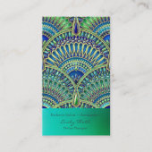 キレイな青と緑 孔雀デザイン VISITEKAARTJE (Voorkant)