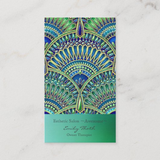 キレイな青と緑 孔雀デザイン VISITEKAARTJE (Voorkant)