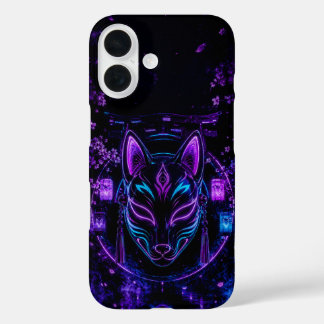 サイバー和風ネオン狐面 iPhone 16 HOESJE